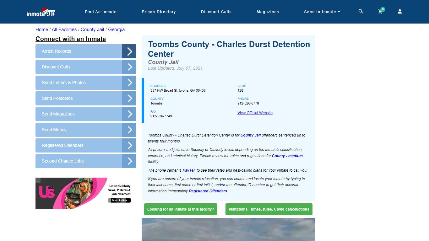 Toombs County - Charles Durst Detention Center - Inmate Locator - Lyons, GA